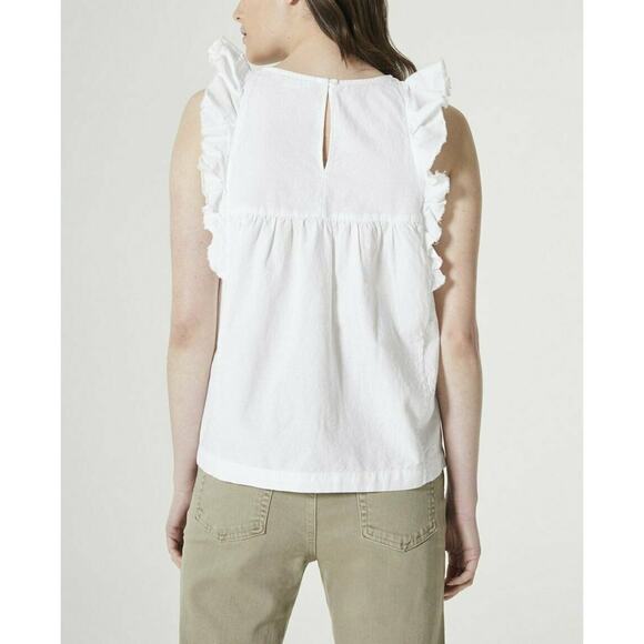 AG Adriano Goldschmied | sz S Women's White Sleeveless Ruffle Jennifer Top $168 - Picture 4 of 7